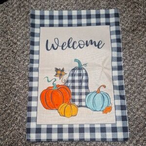 Welcome Fall Pumpkin Burlap Double Sided Garden Flag 12 X  18